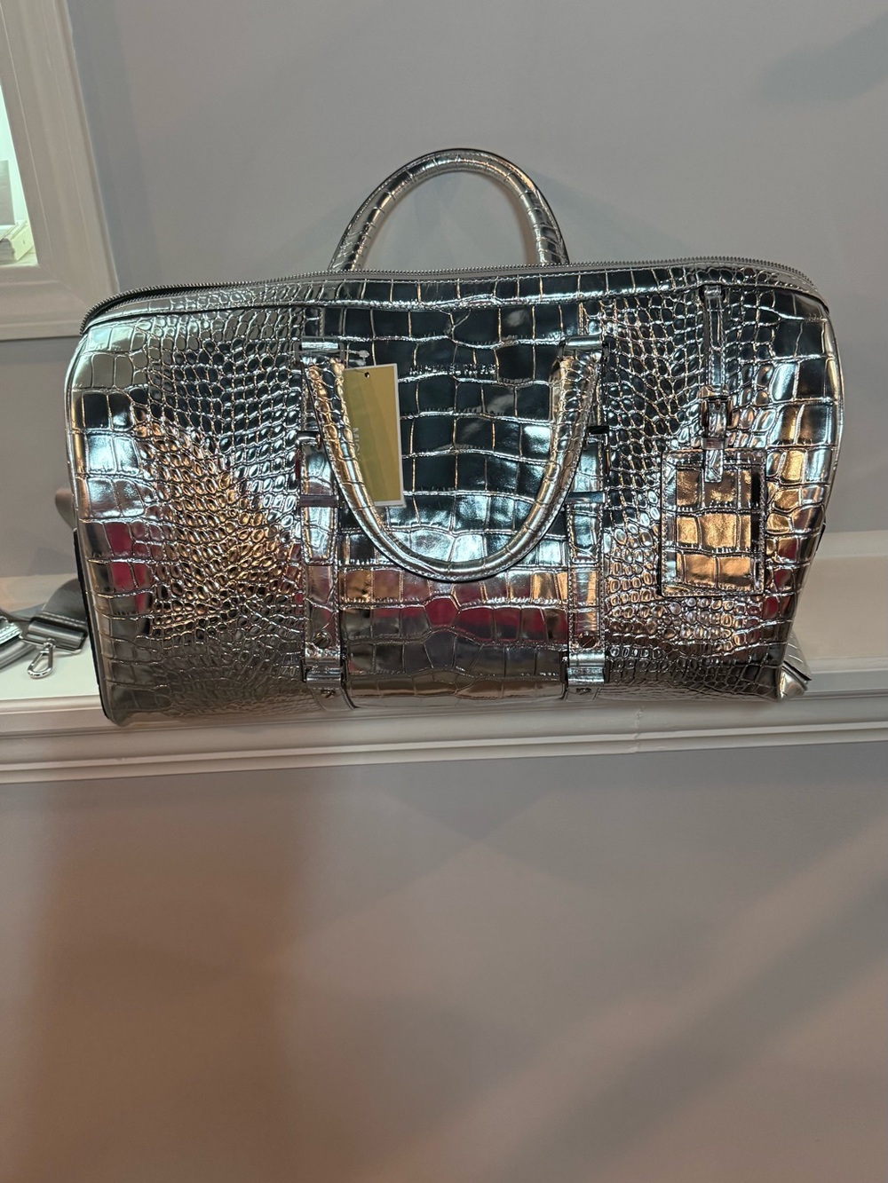 NWT Michael Kors bedford metallic weekender